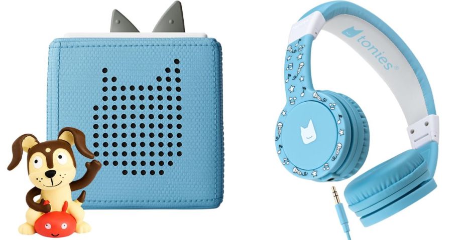 Toniebox Audio Player Starter Set in Light Blue and headphones