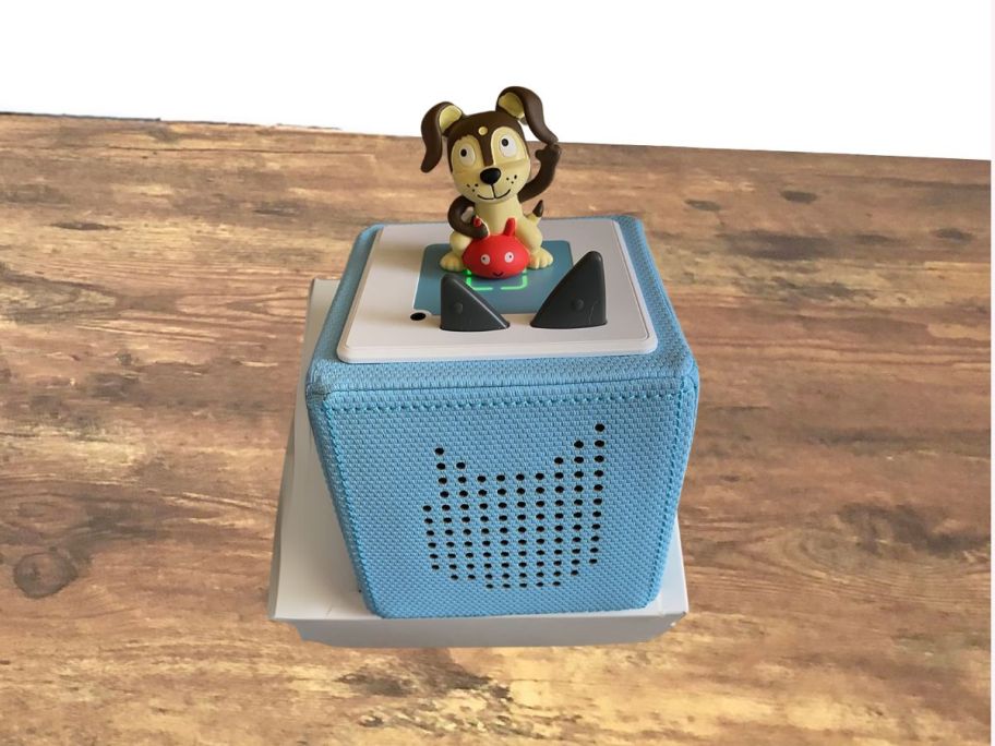 Toniebox Audio Player Starter Set in Light Blue on desk
