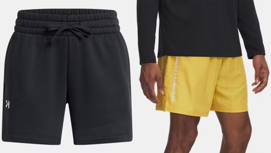 black and yellow under armour shorts 