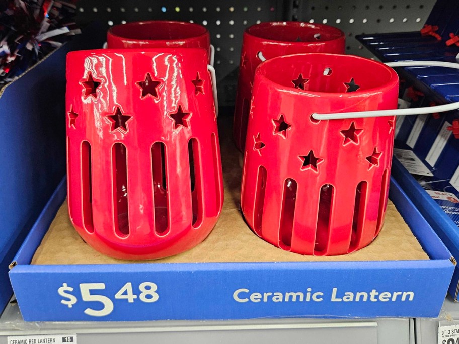 two red ceramic star lanterns