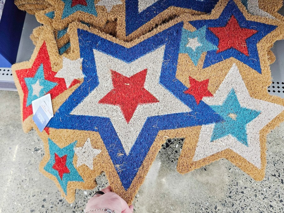 hand reaching for stars coir doormat