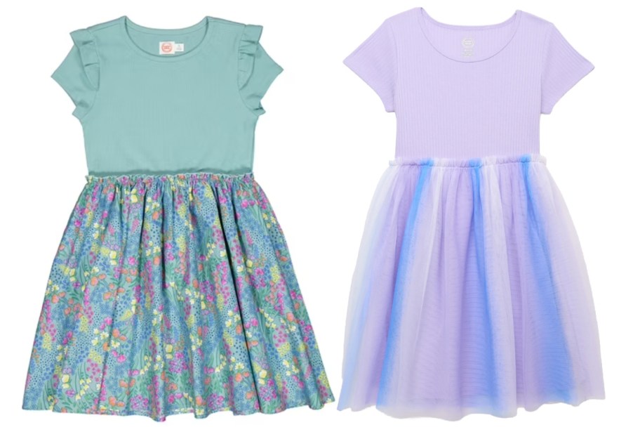 teal floral and purple tutu dress