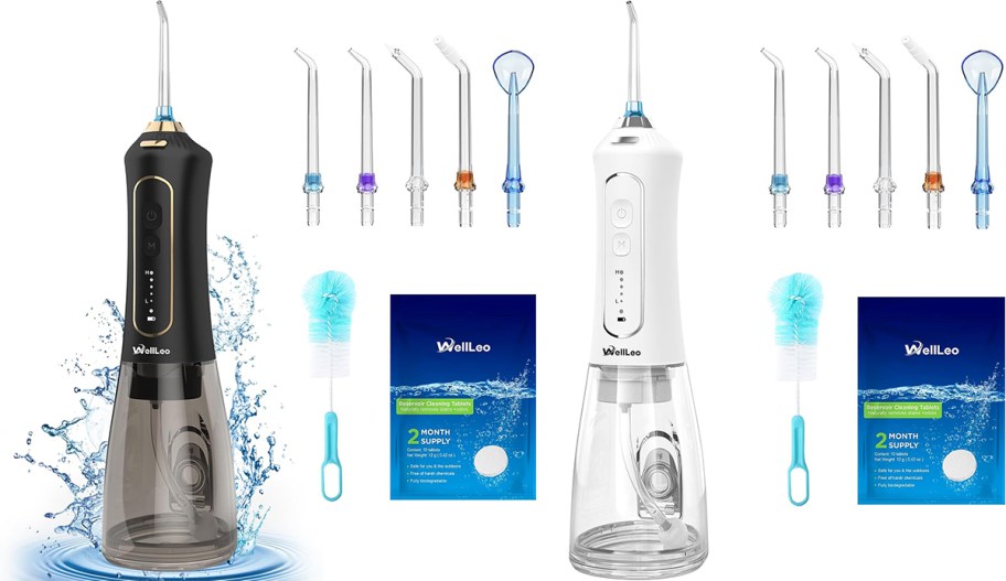 water flossers shown with accessories