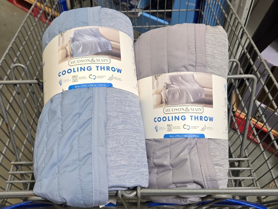 2 cooling throw blankets in a Sam's Club shopping cart