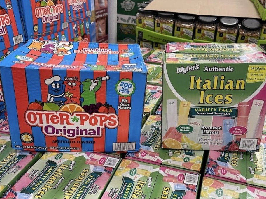 boxes of Otter Pops and Italian Ices in a Sam's Club