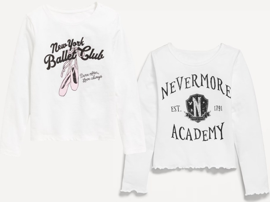 two long sleeve girl's graphic tshirts