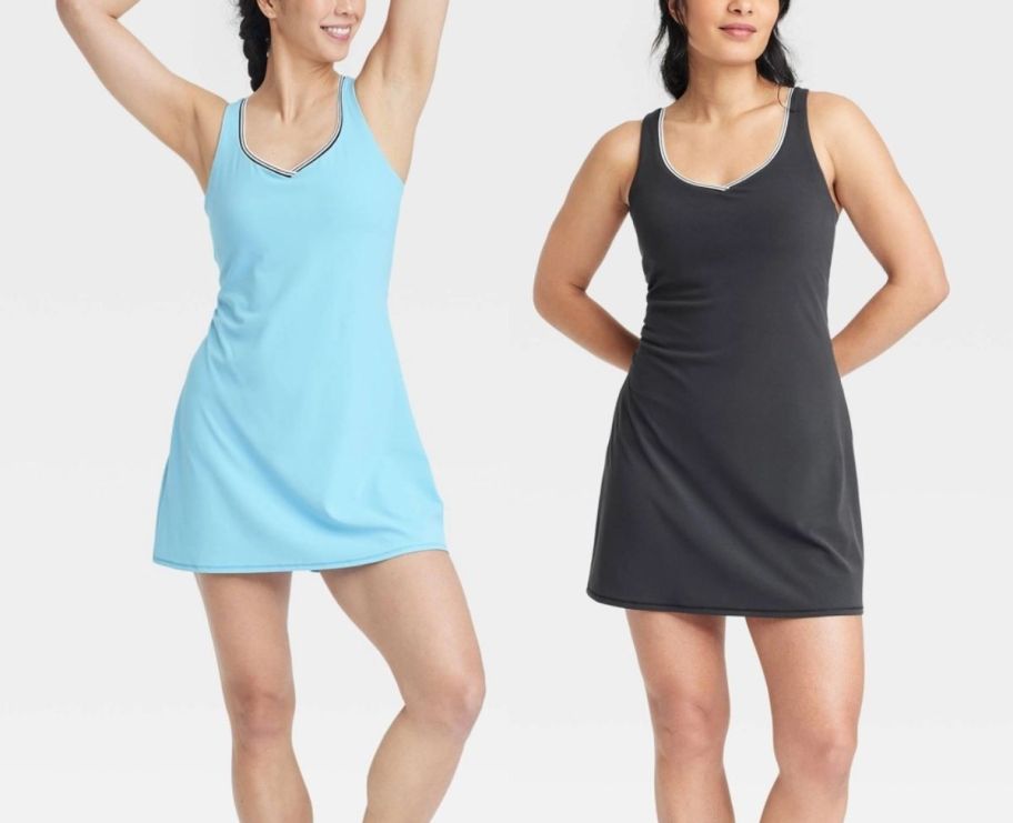 two models wearing activewear dresses