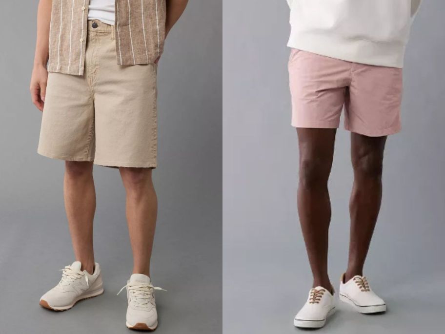 Stock images of two men wearing American Eagle Men's Shorts 