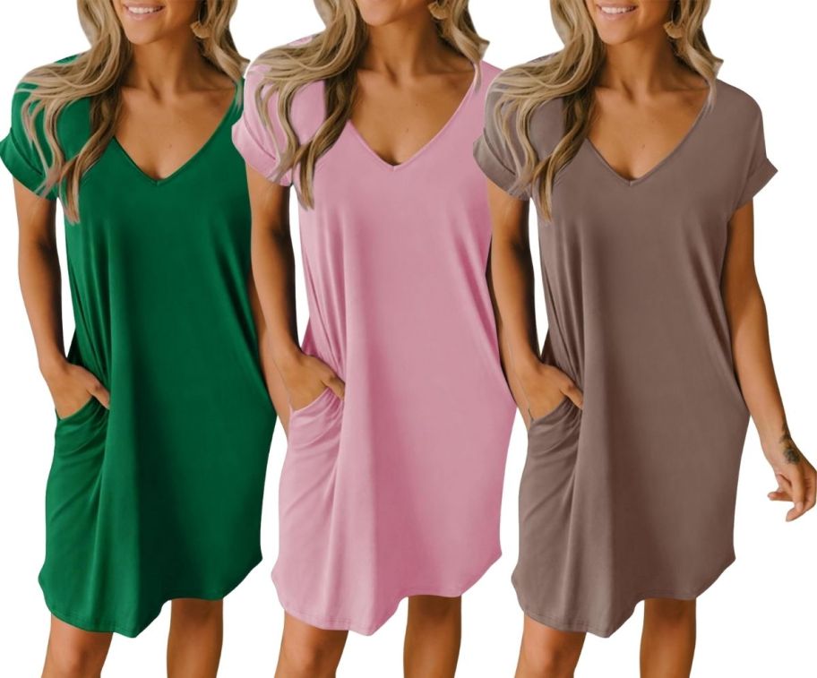 3 models in t-shirt dresses