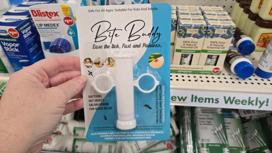 Bite Buddy suction tool for bug bite and sting relief, suitable for kids and adults.