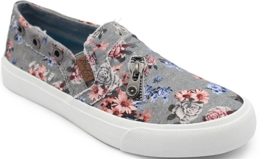 a gray floral print womens slip on sneaker