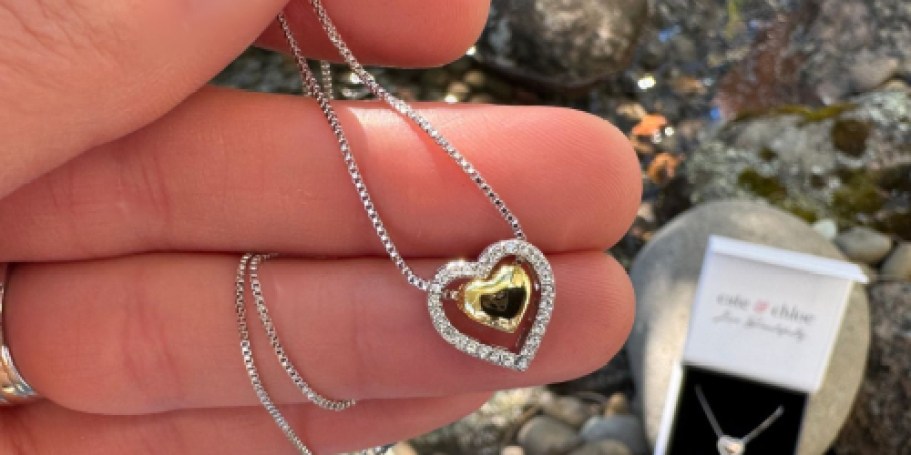 Cate & Chloe Halo Heart Necklace w/ Swarovski Crystals Just $14.99