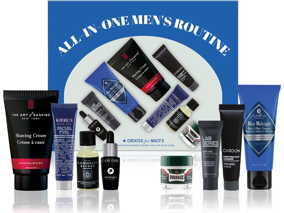  8-Pc. All-In-One Men's Routine Skincare Set showing all of the included products