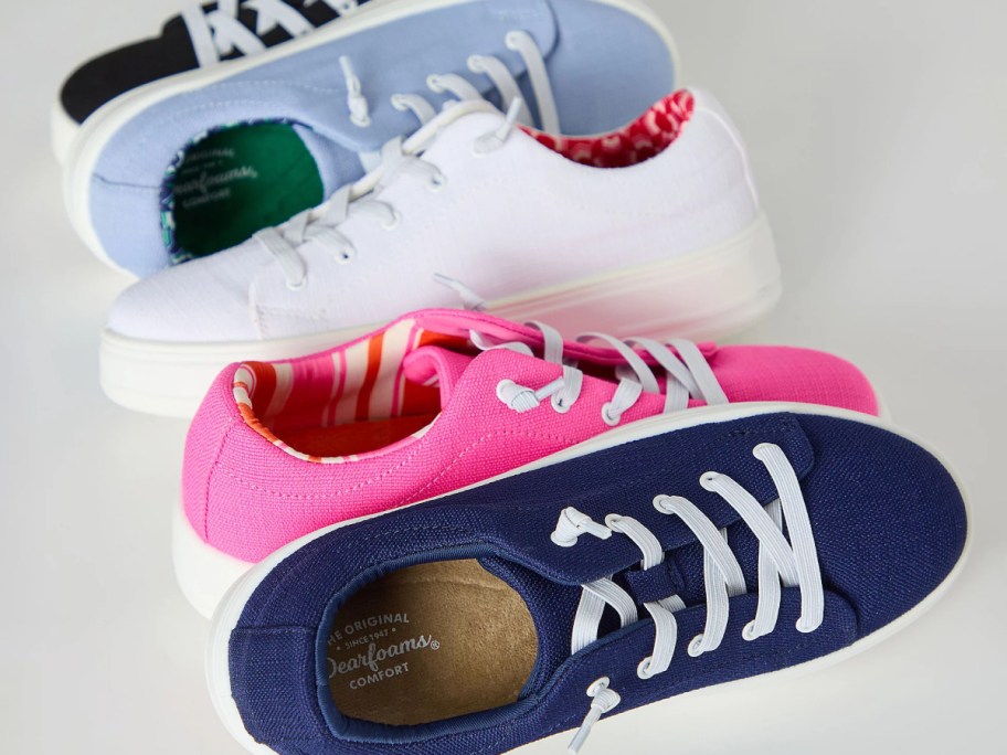 Five different color dreamfoam sneakers displayed in a line