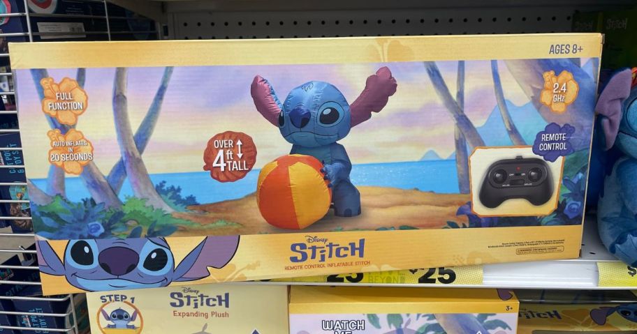 A remote control Stitch inflatable toy in a box