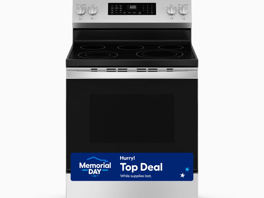 stainless steel and black electric range