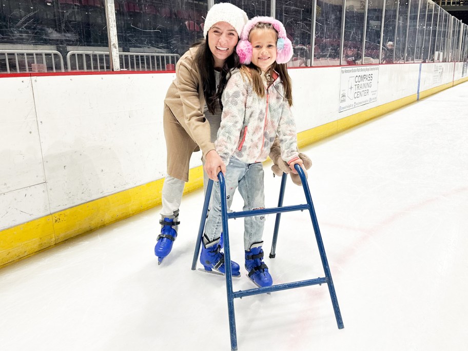 mom and daughter ice skating