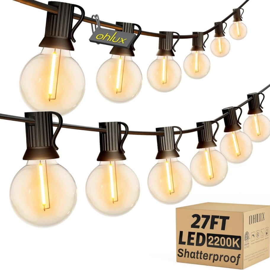 a set of outdoor string lights