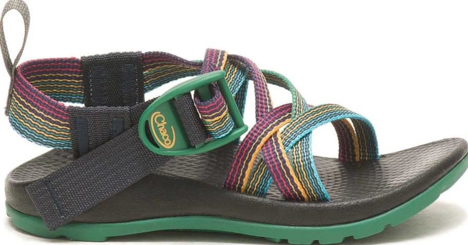 a multicolor kid's Chaco strappy sandal