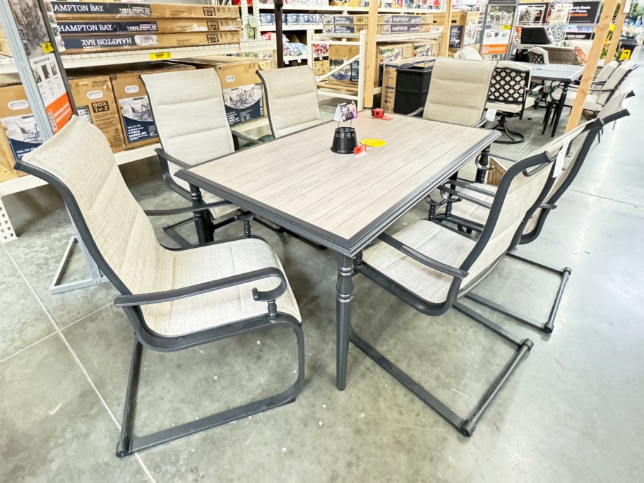 7-piece dining set on display in home depot
