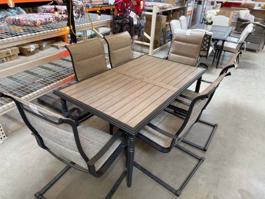 An outdoor dining set in the store