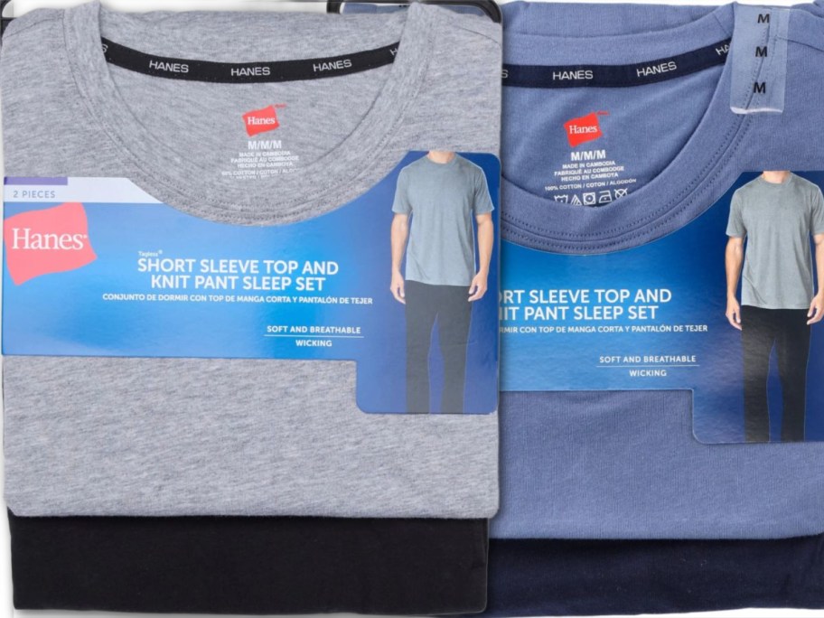 Two Hanes 2-piece pajama sets