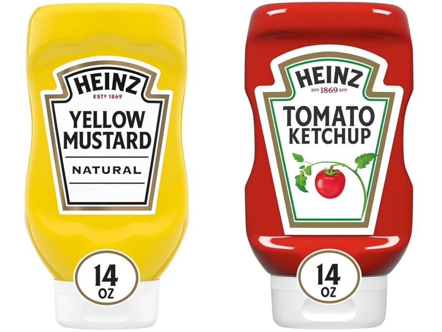 Heinz Yellow Mustard and Tomato Ketchup 14oz Bottles