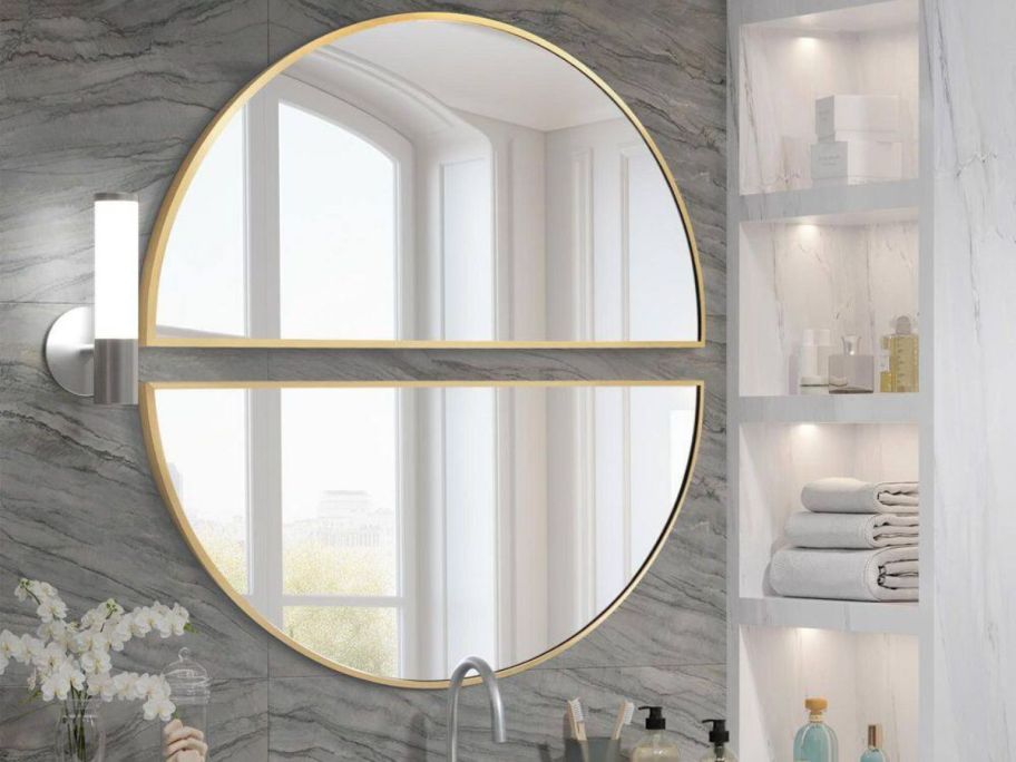 Two Hochwertiges Half Circle Decorative Mirrors oveer a bathroom sink