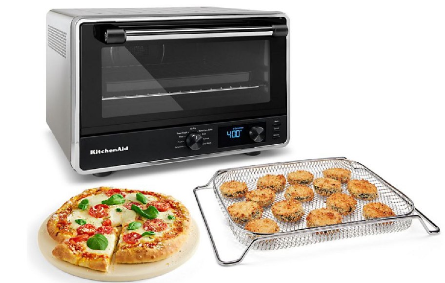 kitchenaid oven with pizza and nuggets next to it 