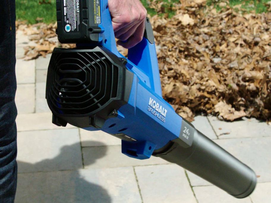Hand holding a Kobalt Blower
