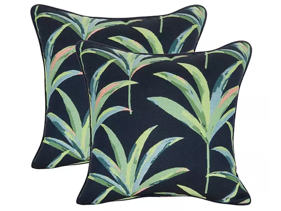 Members Mark Jacquard Pillow 2-Pack w: Sunbrella Fabric with green leaf pattern