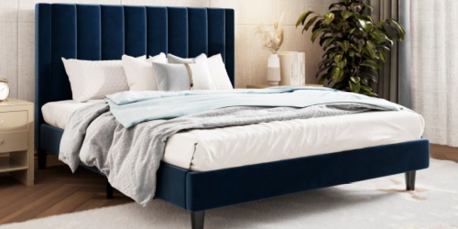 Up to 75% Off Wayfair Furniture | Velvet Upholstered Queen Bed Just $173.99 Shipped