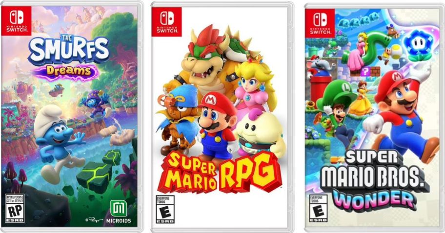 Stock images of 3 Nintendo Switch Games