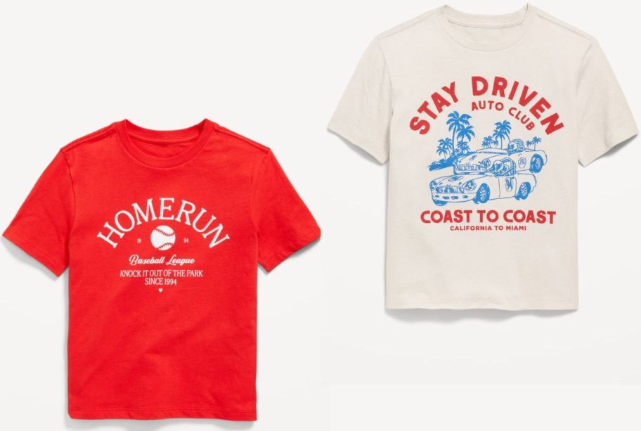 Stock images of two Old Navy Boy's Graphic Tees