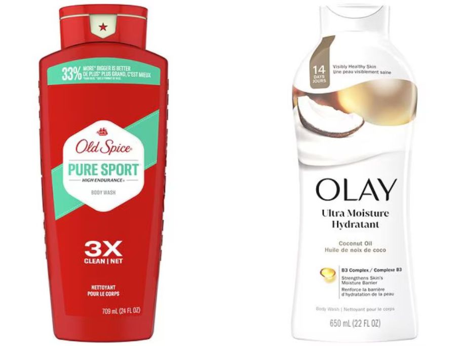 Stock images of Old Spice and Olay Body Wash
