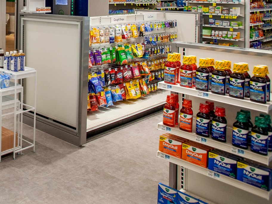 cold medicine on shelves at Rite Aid