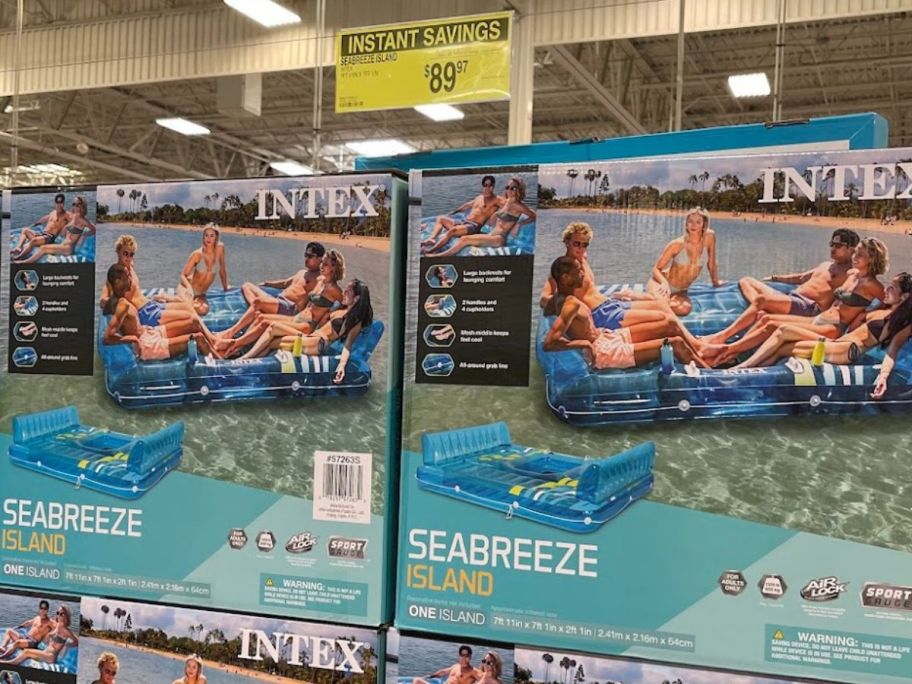 A display of Intex 6-Person Seabreeze Island Lounge Floats at Sam's Club