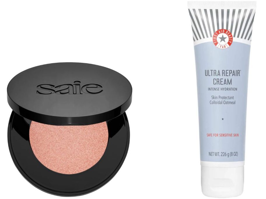 Stock images pf Saie Blush and First Aid Beqauty cream