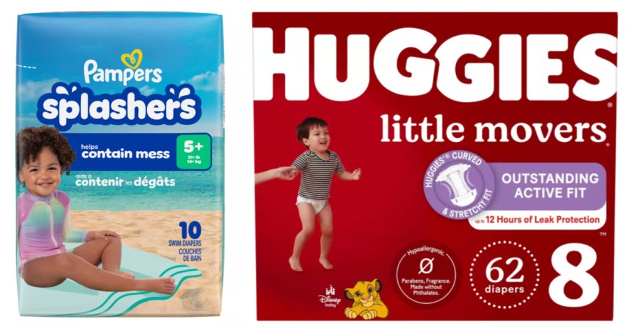 swim diapers and box of diapers