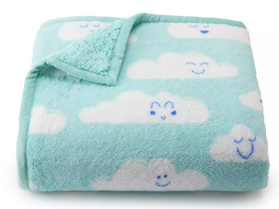 blue cloud print The Big One Kids' Reversible Sherpa Throw Blankets