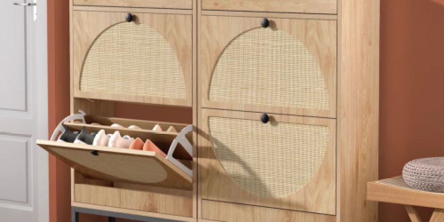 Up to 65% Off Wayfair Furniture Sale | Rattan Shoe Cabinet Just $87.99 Shipped