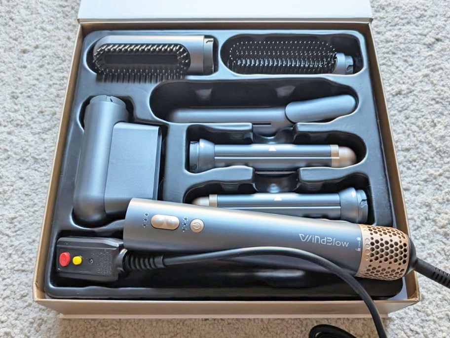 hair dryer brush and all its attachments in box