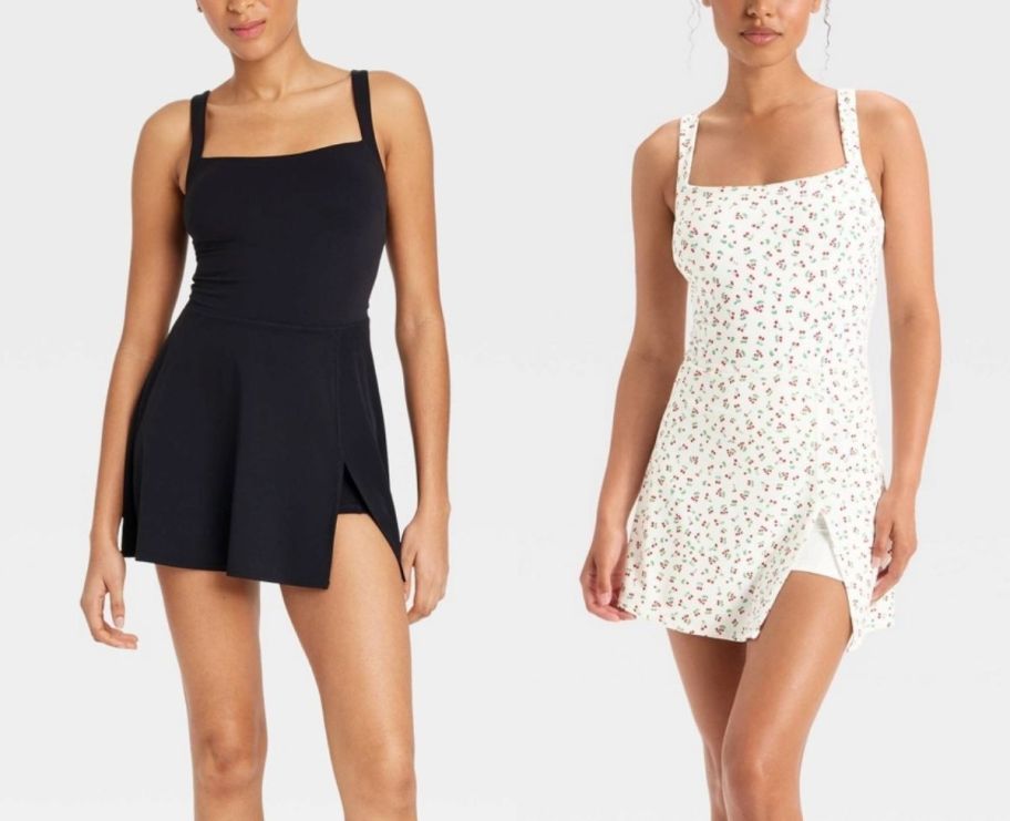 two models wearing activewear dresses