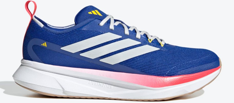 blue, white, and red adidas running shoe