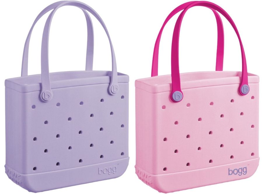 a lavender and a pink baby bogg bags