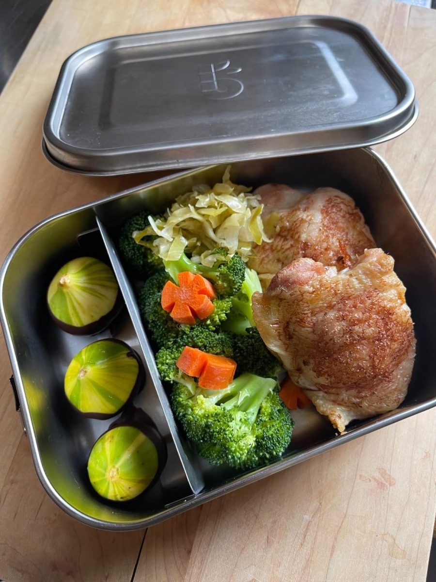 food in stainless steel lunch box