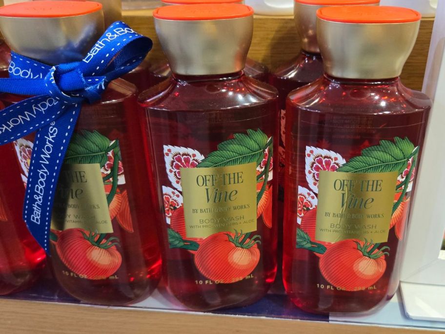 Bath & Body Works Off The Vine Body Wash bottles on shelf in store