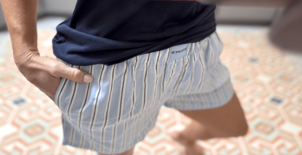 woman wearing boxer shorts 