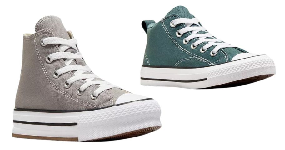 grey and green converse shoes
