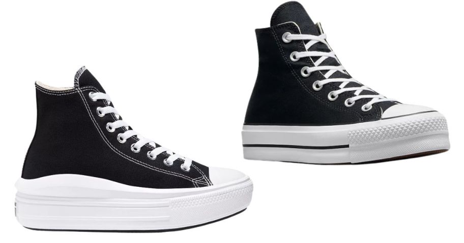 two black and white converse shoes